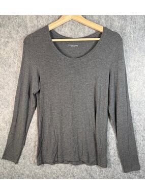 Eileen Fisher Womens Gray Long Sleeve Basics Shirt Lightweight - Small